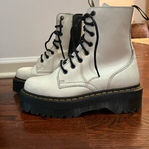 Dr. Martens White Platform Combat Boots